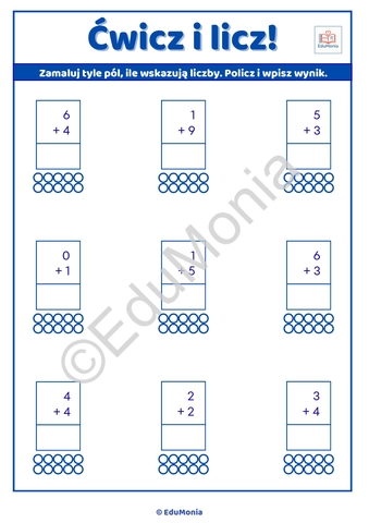 Dodawanie ma moc! - nauka dodawania do 10 - 13 kart pracy PDF - E-BOOK - obrazek 9