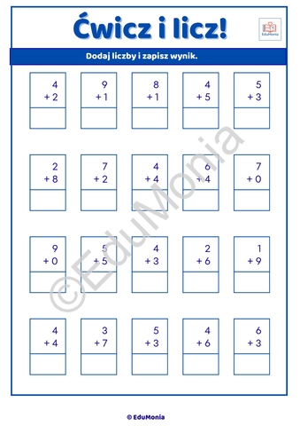 Dodawanie ma moc! - nauka dodawania do 10 - 13 kart pracy PDF - E-BOOK - obrazek 4