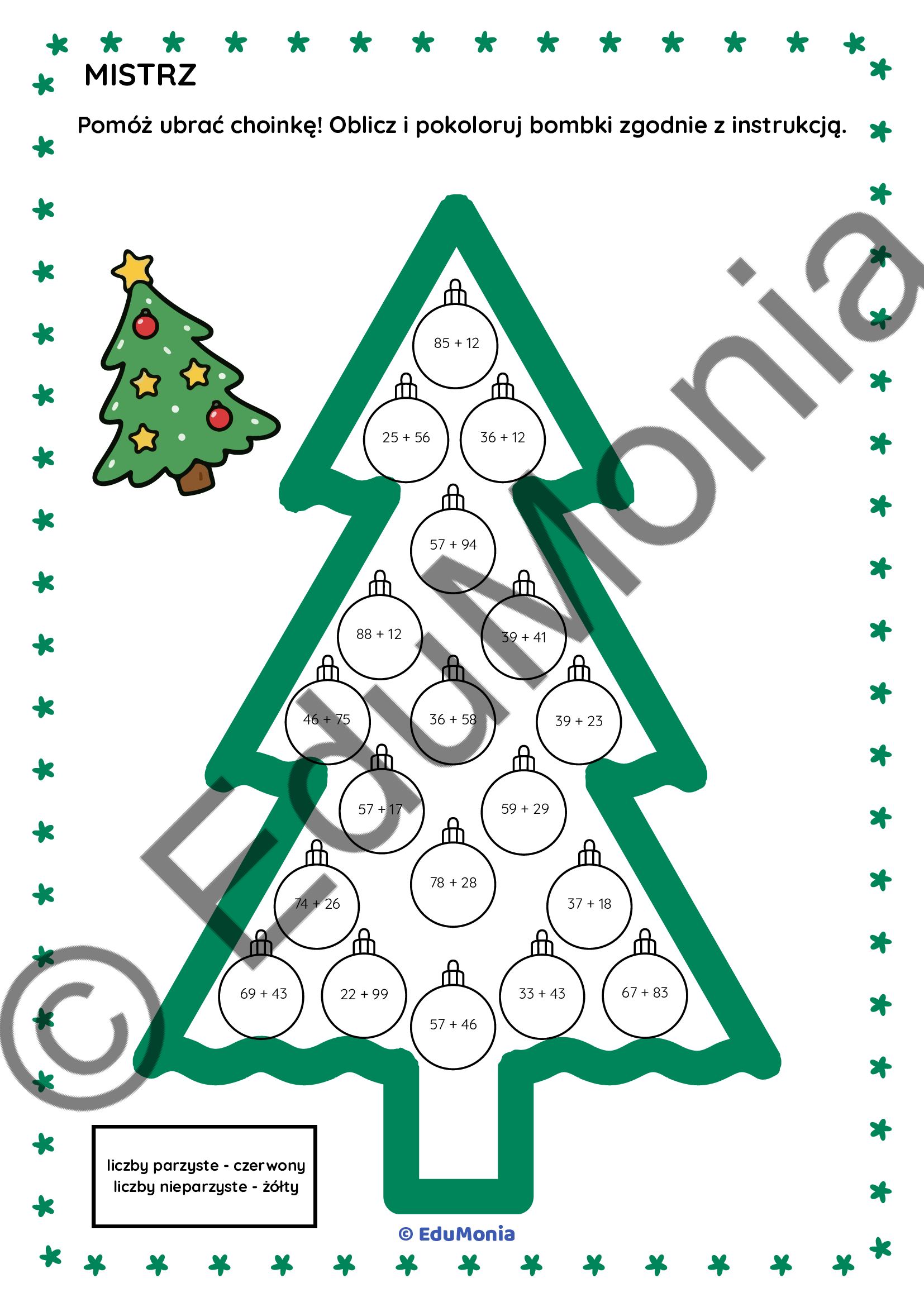 Matematyczne Bombki – Świąteczny HIT! Kompletny Zestaw Kart Pracy do Dodawania (14 stron PDF) - E-BOOK - obrazek 6