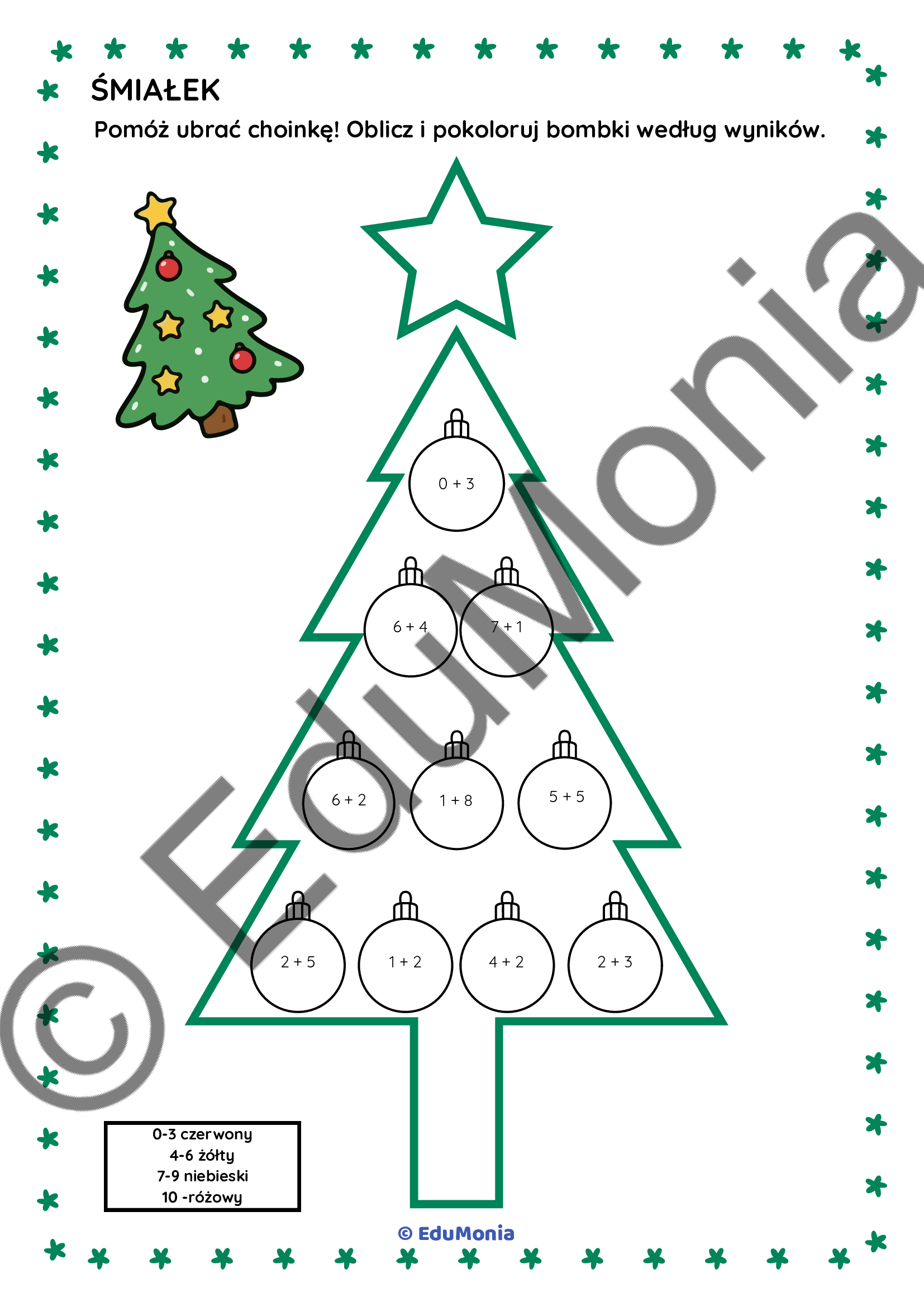 Matematyczne Bombki – Świąteczny HIT! Kompletny Zestaw Kart Pracy do Dodawania (14 stron PDF) - E-BOOK - obrazek 4