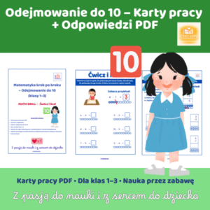 Odejmowanie do 10 krok po kroku! - 13 kart pracy PDF - E-BOOK