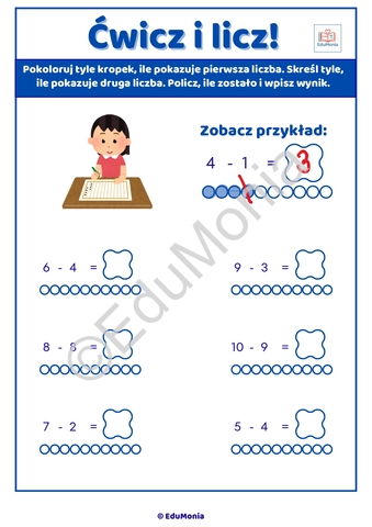 Odejmowanie do 10 krok po kroku! - 13 kart pracy PDF - E-BOOK - obrazek 4