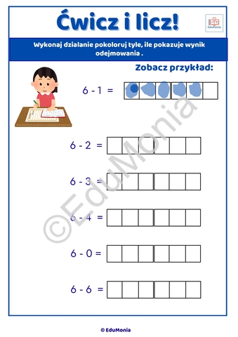 Odejmowanie do 10 krok po kroku! - 13 kart pracy PDF - E-BOOK - obrazek 6