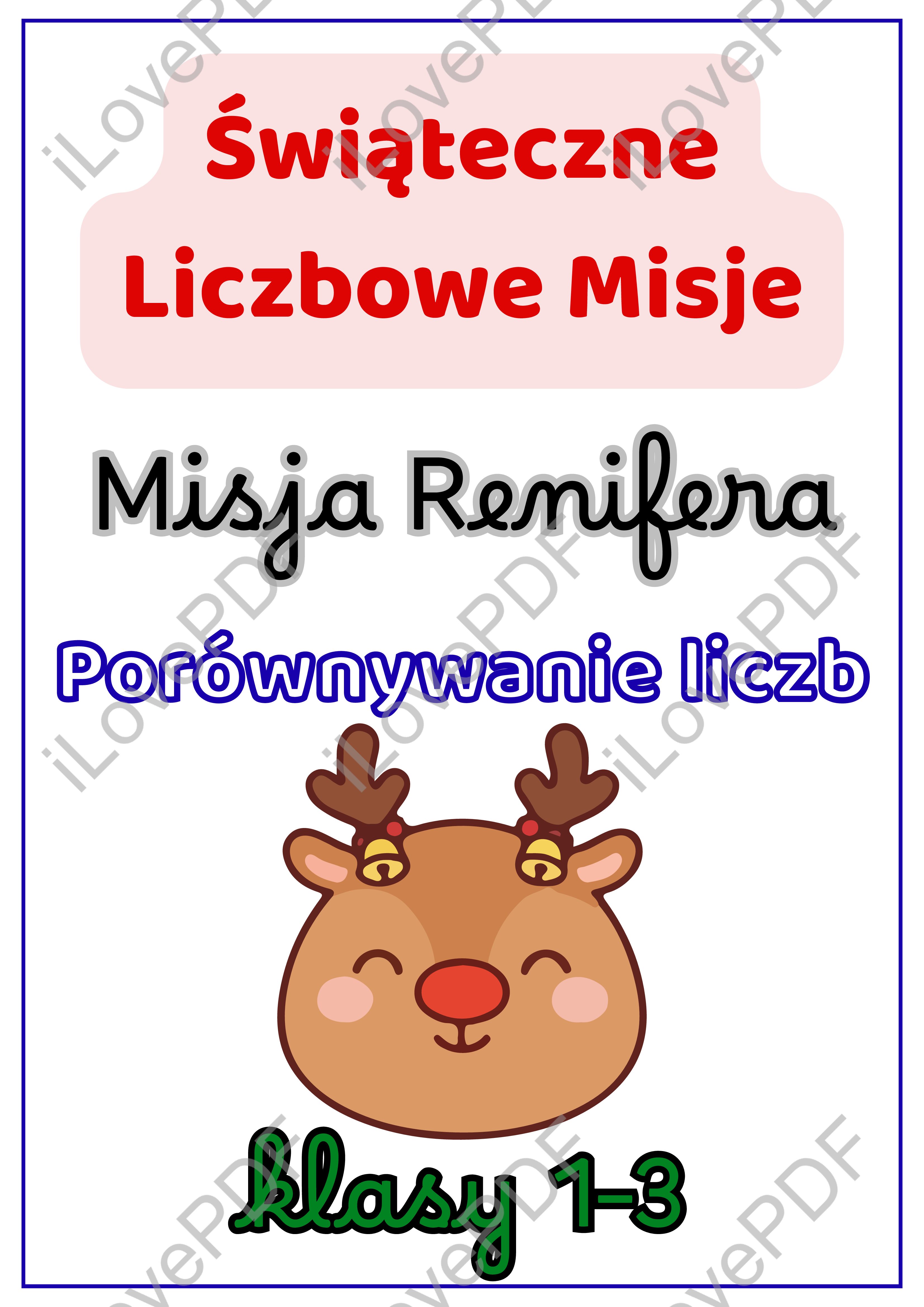 Misje Renifera #1 – Świąteczne Zadania do Porównywania Liczb (PDF, Klasy 1–3) - obrazek 2