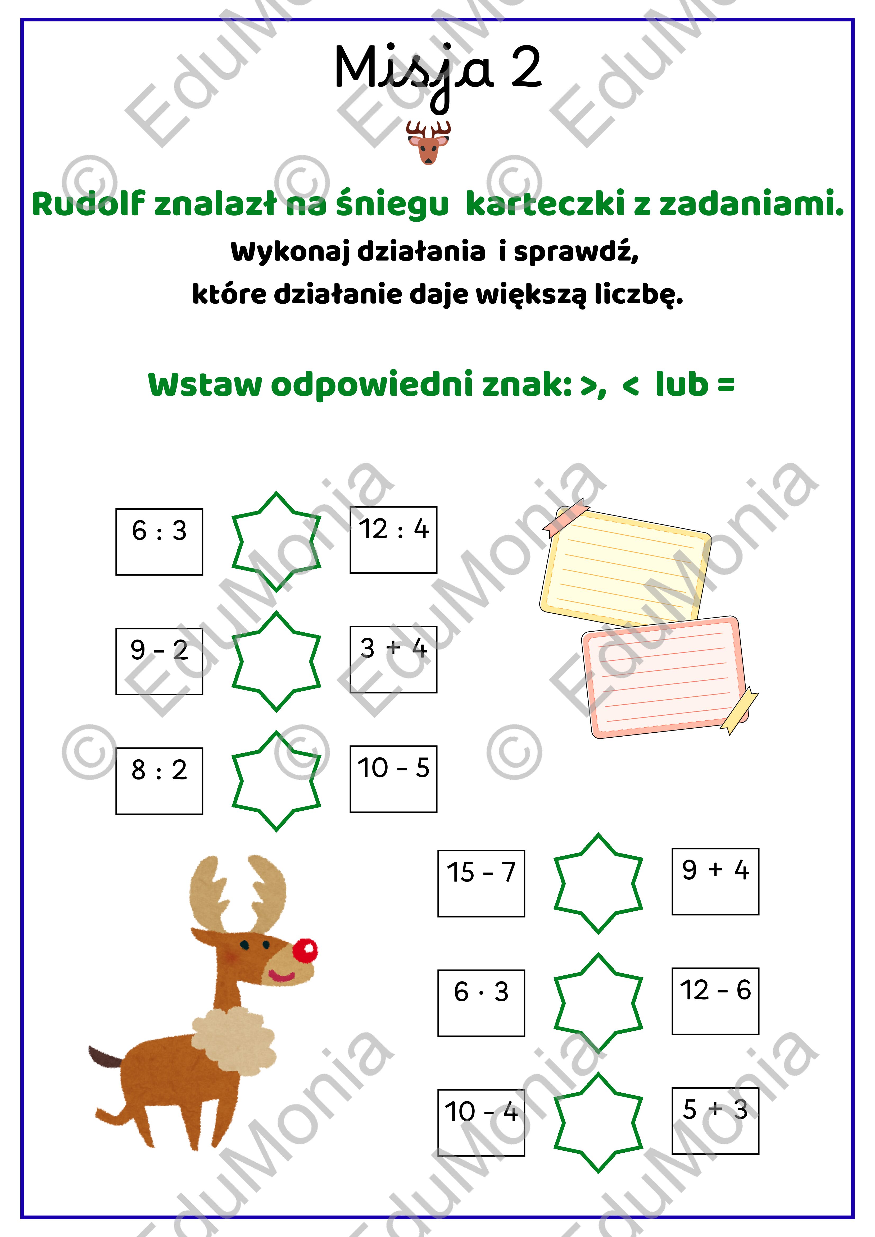 Misje Renifera #1 – Świąteczne Zadania do Porównywania Liczb (PDF, Klasy 1–3) - obrazek 4