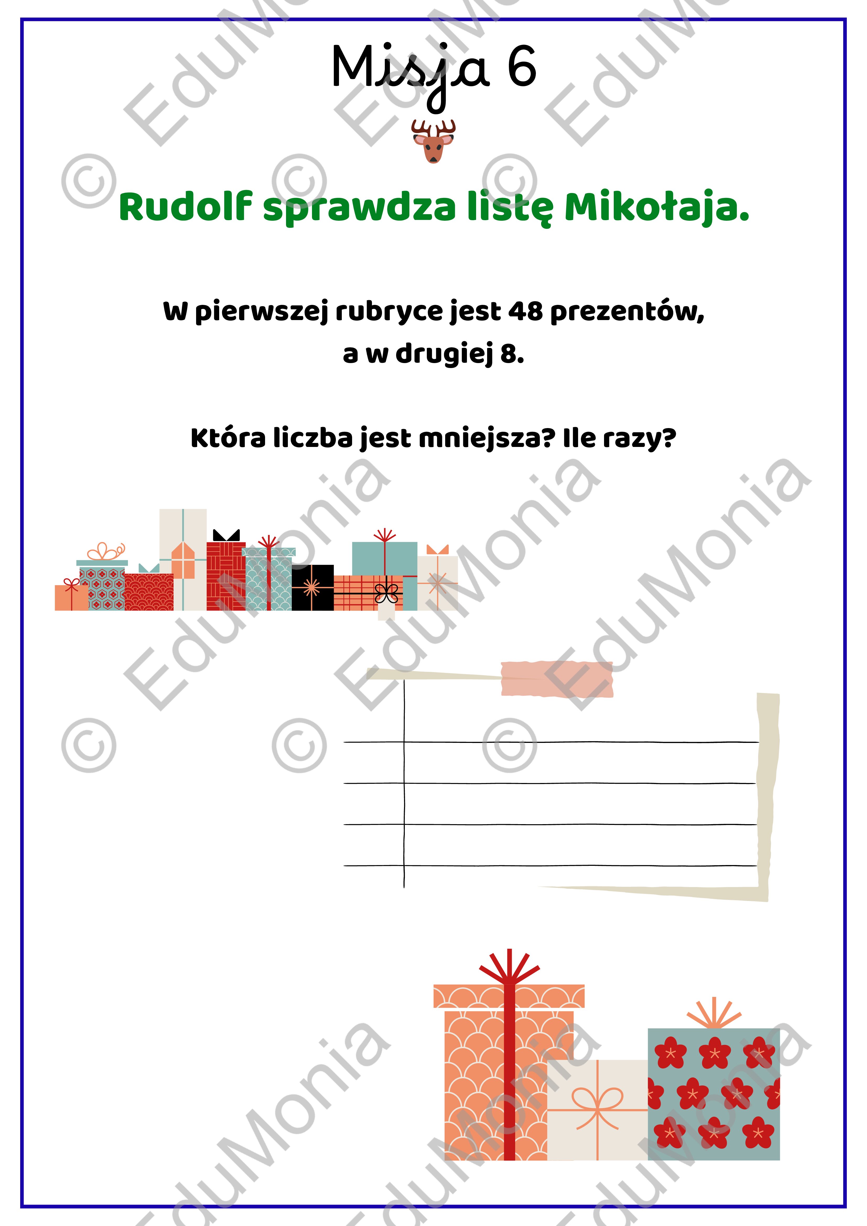 Misje Renifera #1 – Świąteczne Zadania do Porównywania Liczb (PDF, Klasy 1–3) - obrazek 5